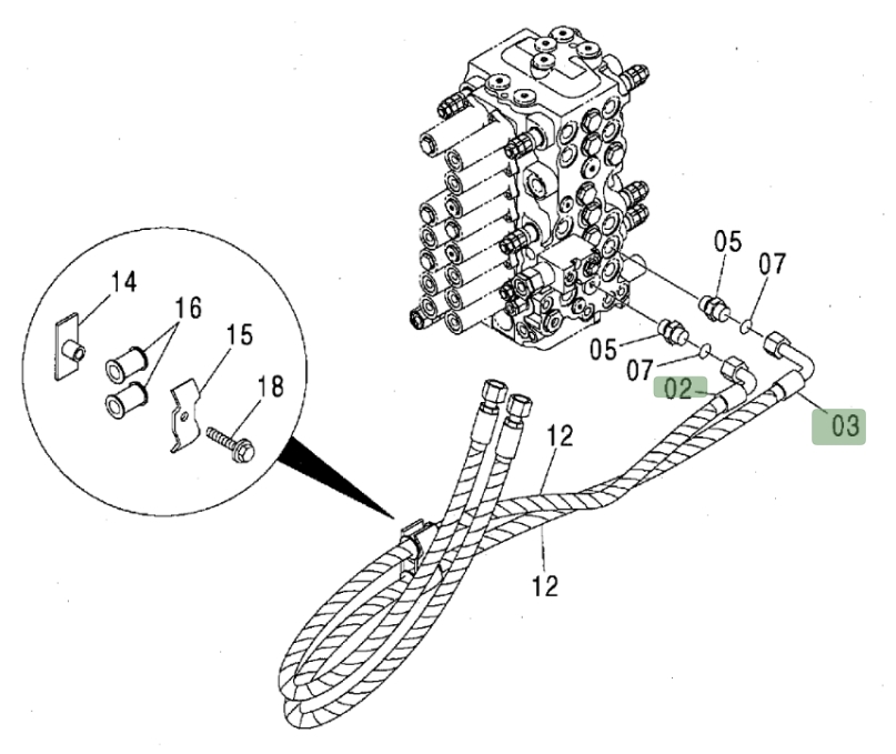 Hitachi ZX80 installation diagram showing hydraulic hose 4457459 at Pipe No. 2