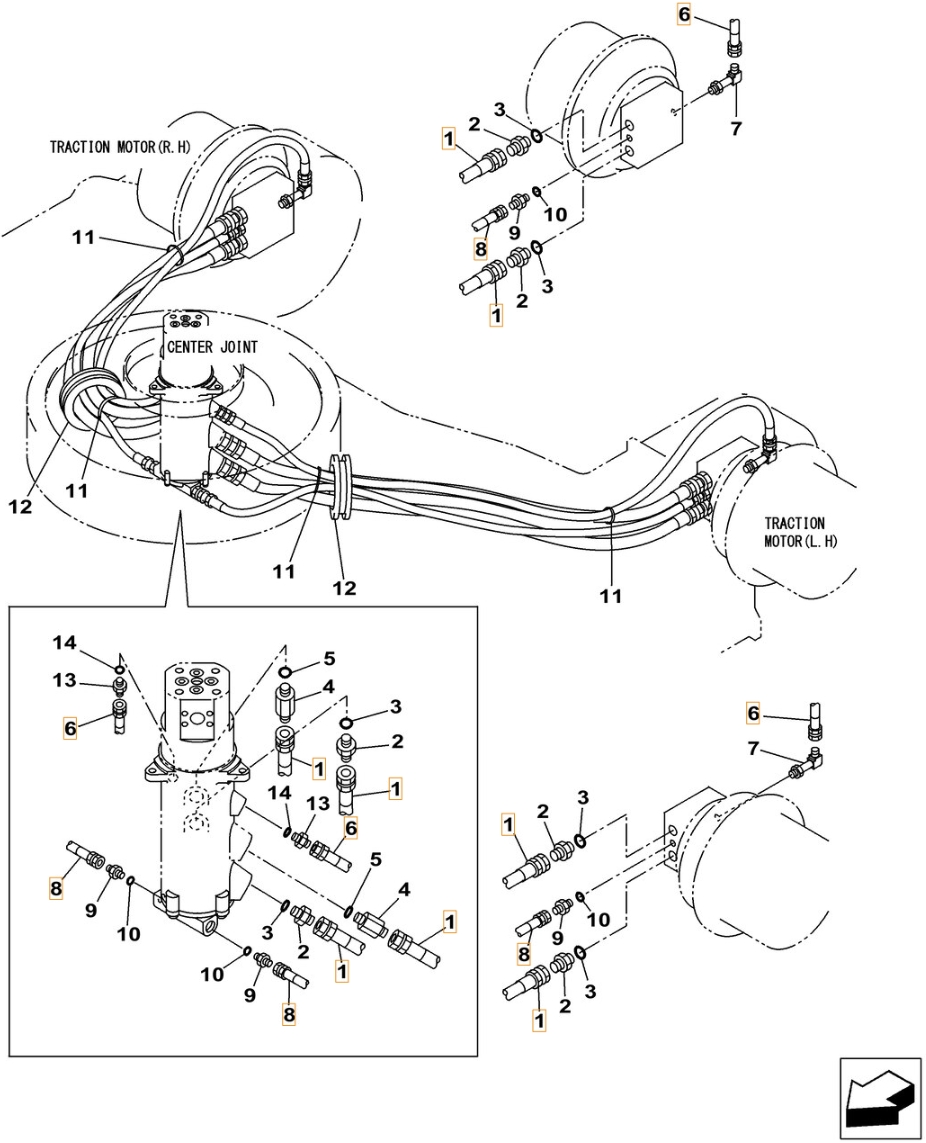 Case CX300C installation diagram showing hydraulic hose KSA1138 at Pipe No. 1