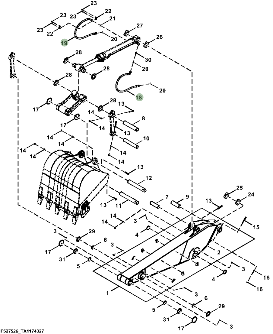 Hitachi ZX250LC-6N installation diagram showing hydraulic hose 4635611 at Pipe No. 18