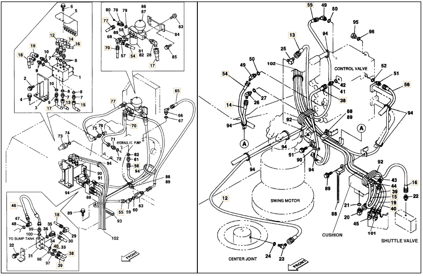 Case CX210 installation diagram showing hydraulic hose 166180A1 at Pipe No. 16