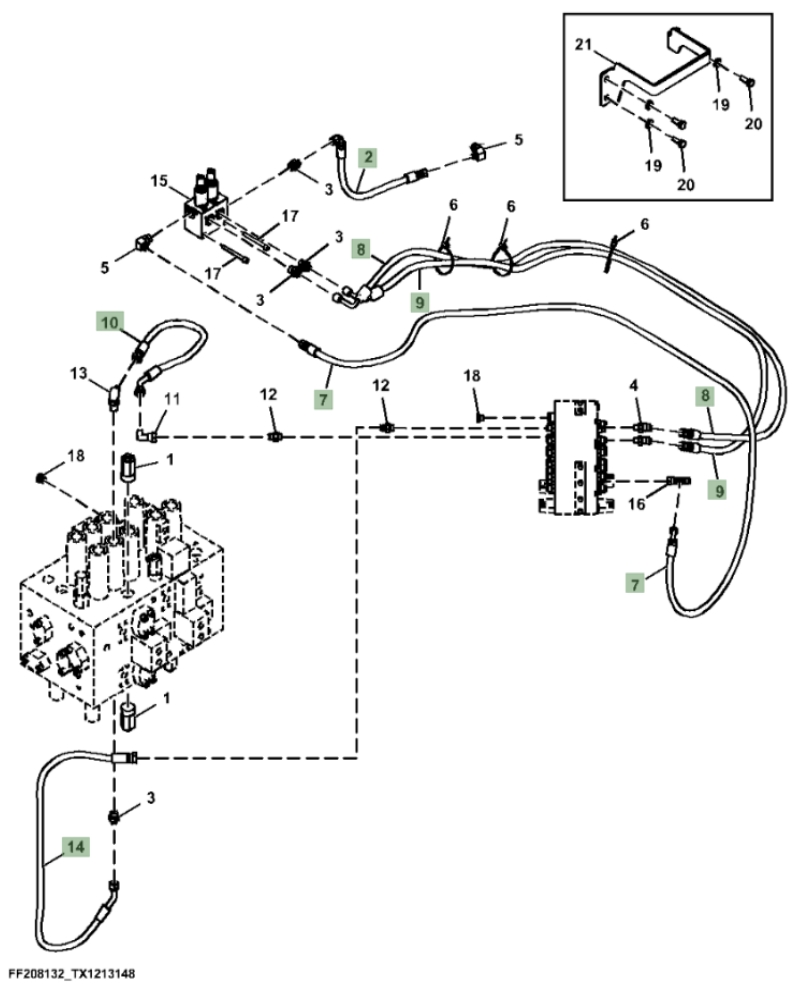 Hitachi ZX310F-FE-6N installation diagram showing hydraulic hose 4689854 at Pipe No. 2