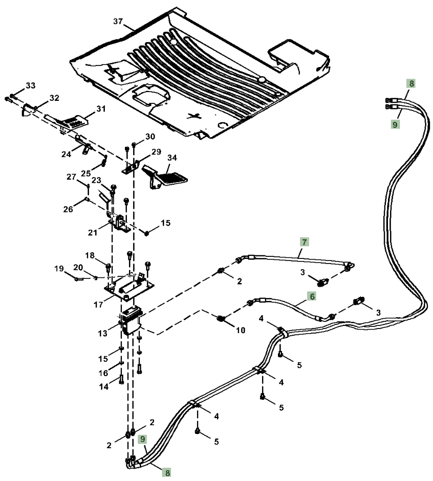 Hitachi ZX350LC-5A installation diagram showing hydraulic hose 4648205 at Pipe No. 7