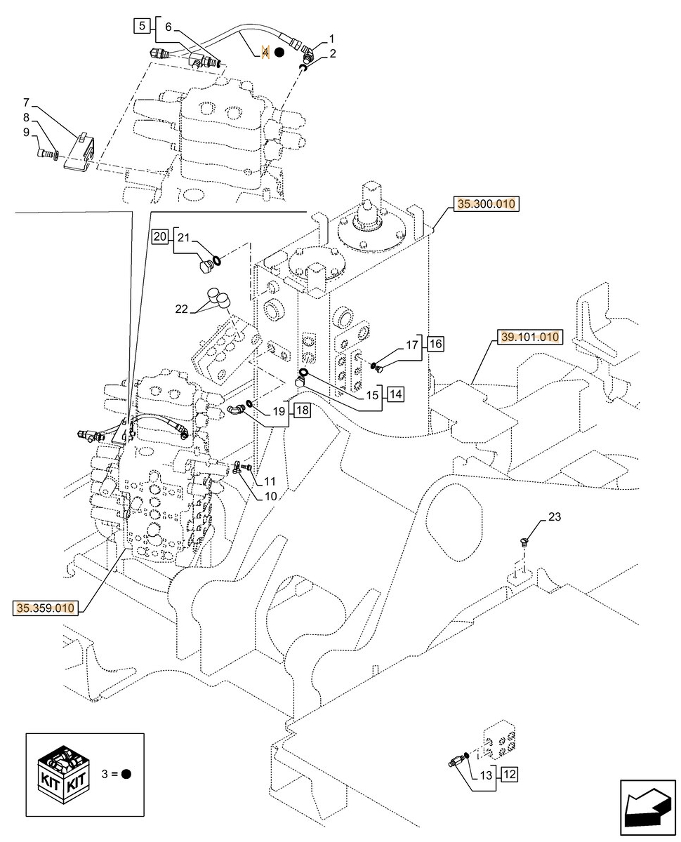 Case CX145D SR W/B installation diagram showing hydraulic hose KHJ2240 at Pipe No. 4
