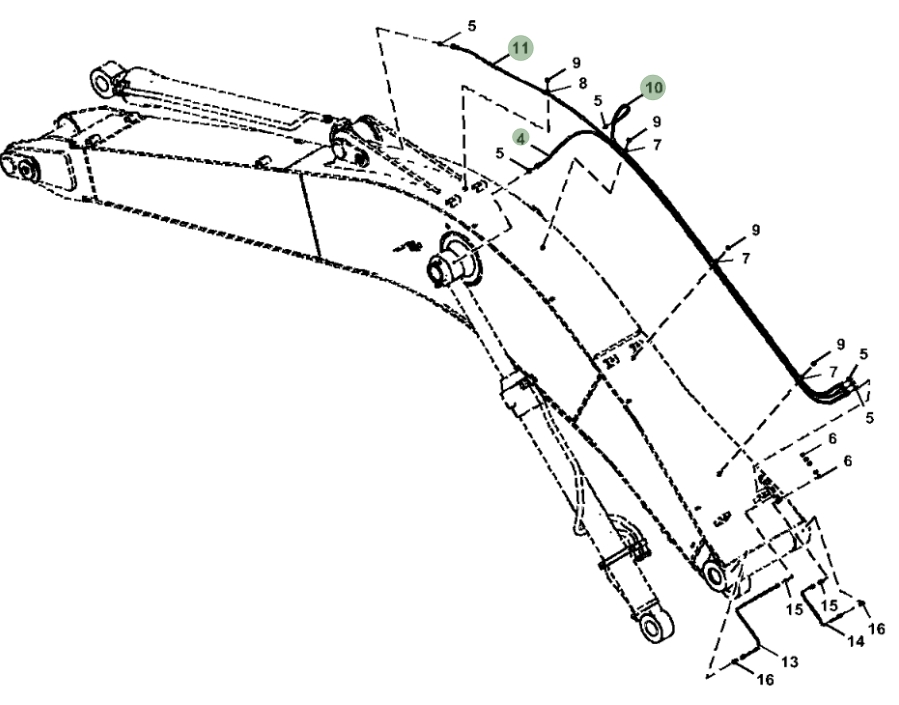 Hitachi ZX290LC-5G installation diagram showing hydraulic hose 4631051 at Pipe No. 4