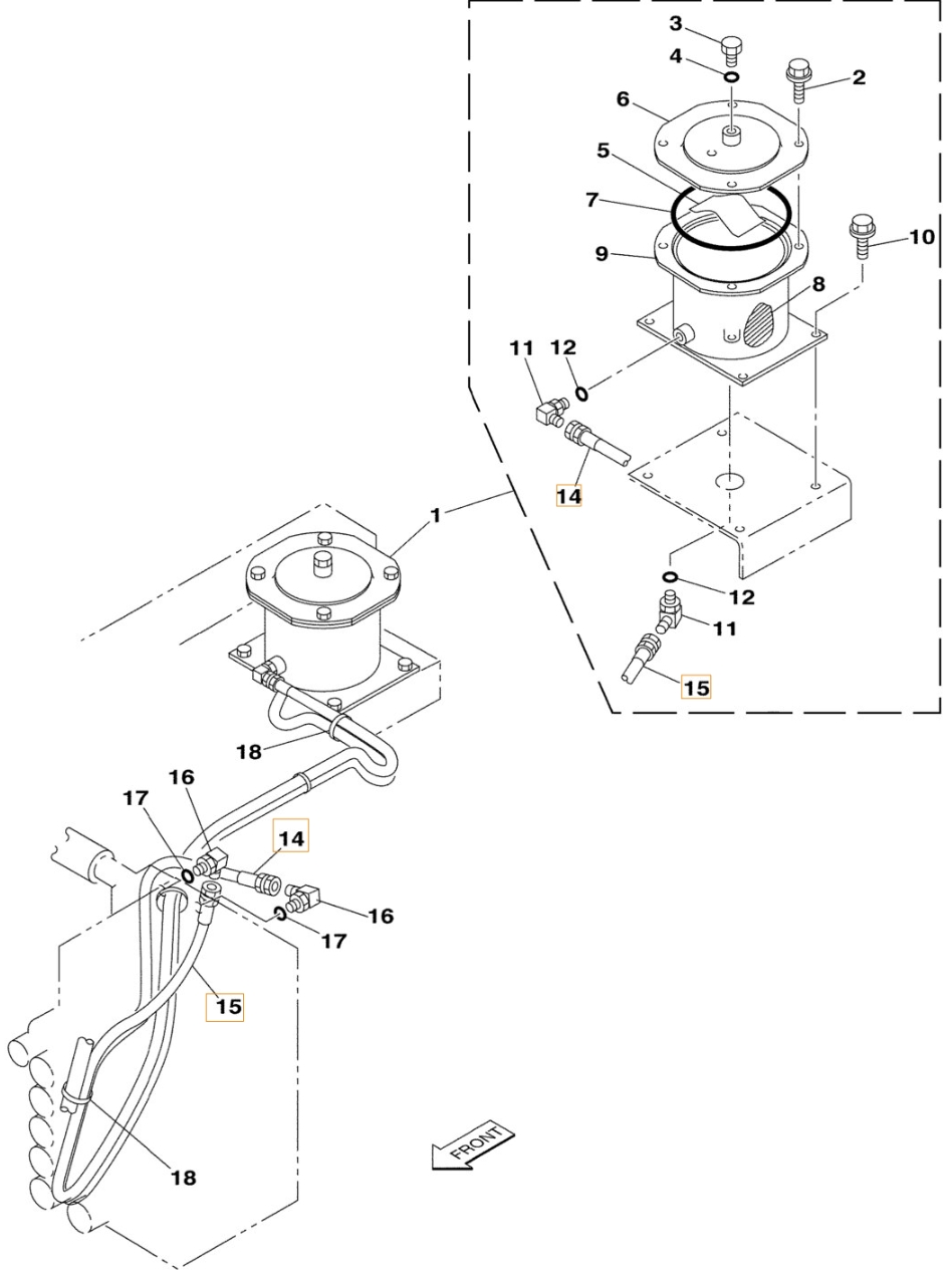 Case CX210 installation diagram showing hydraulic hose 151892A1 at Pipe No. 14