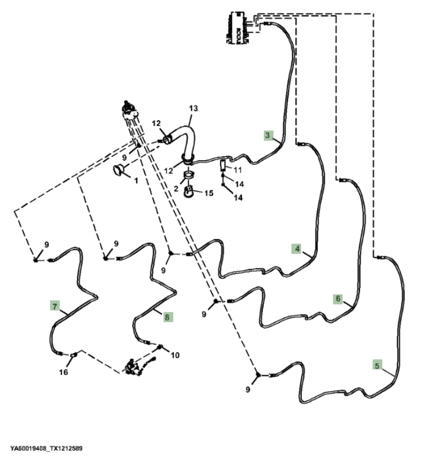 Hitachi ZX260F-FE-6N installation diagram showing hydraulic hose 4713022 at Pipe No. 8