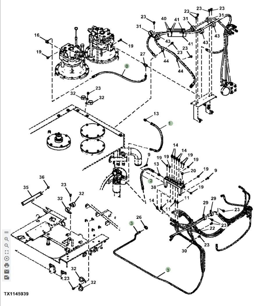 Hitachi ZX870LC-5G installation diagram showing hydraulic hose 4715797 at Pipe No. 2