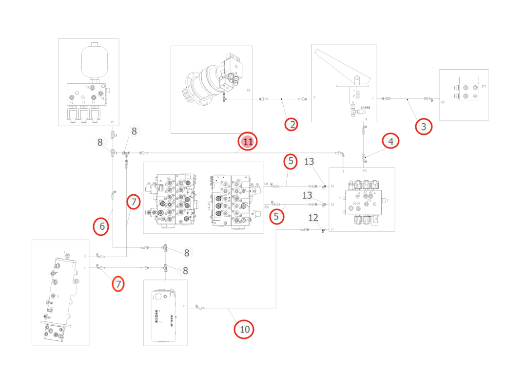 Sunward SWE150W installation diagram showing hydraulic hose 730502007490 at Pipe No. 10