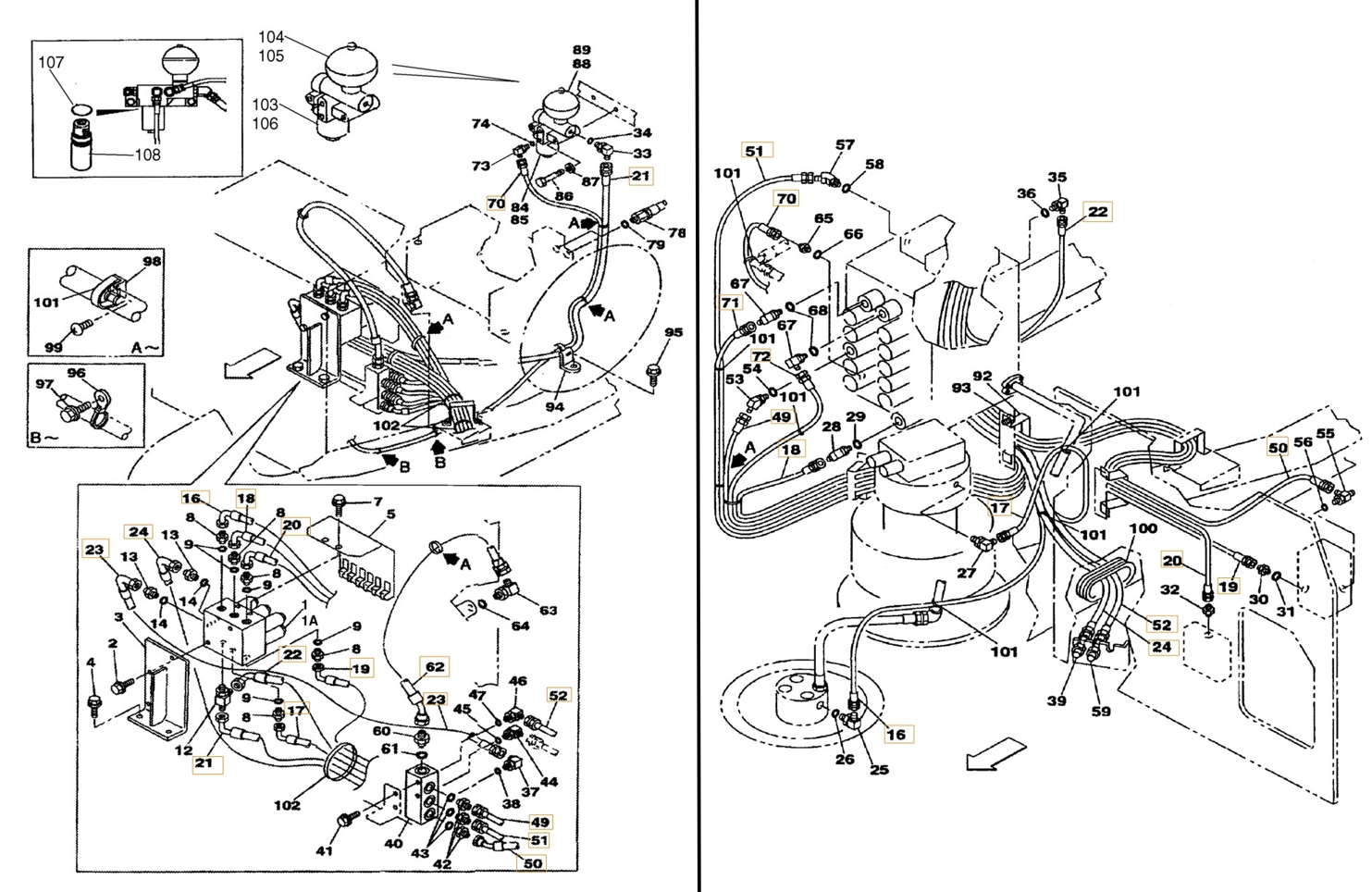 Case CX160 installation diagram showing hydraulic hose KAJ3243 at Pipe No. 20
