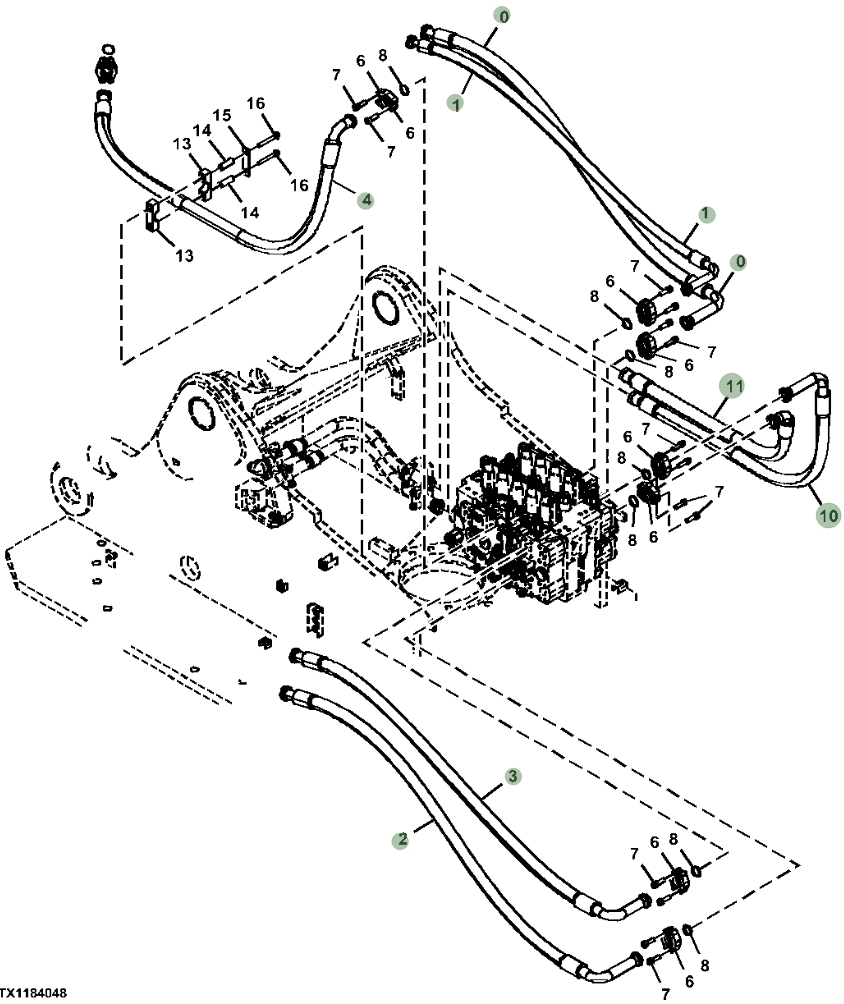 Hitachi ZX470LC-6 installation diagram showing hydraulic hose 4700799 at Pipe No. 11