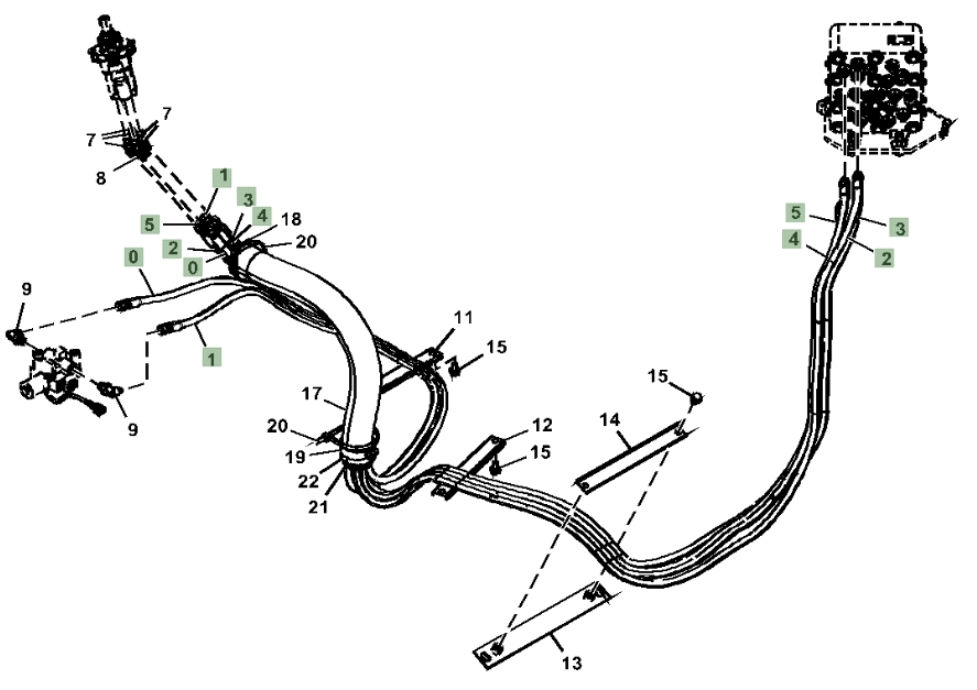 Hitachi ZX130-5G installation diagram showing hydraulic hose 4455188 at Pipe No. 4