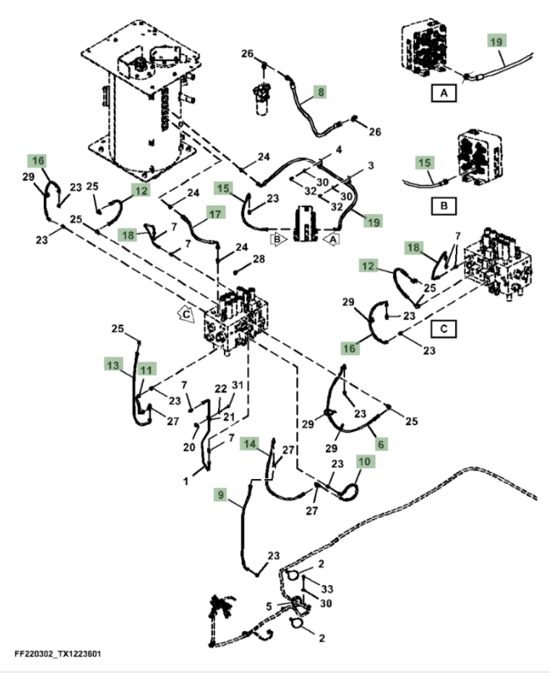 Hitachi ZX260F-LL-6N installation diagram showing hydraulic hose 4630947 at Pipe No. 14