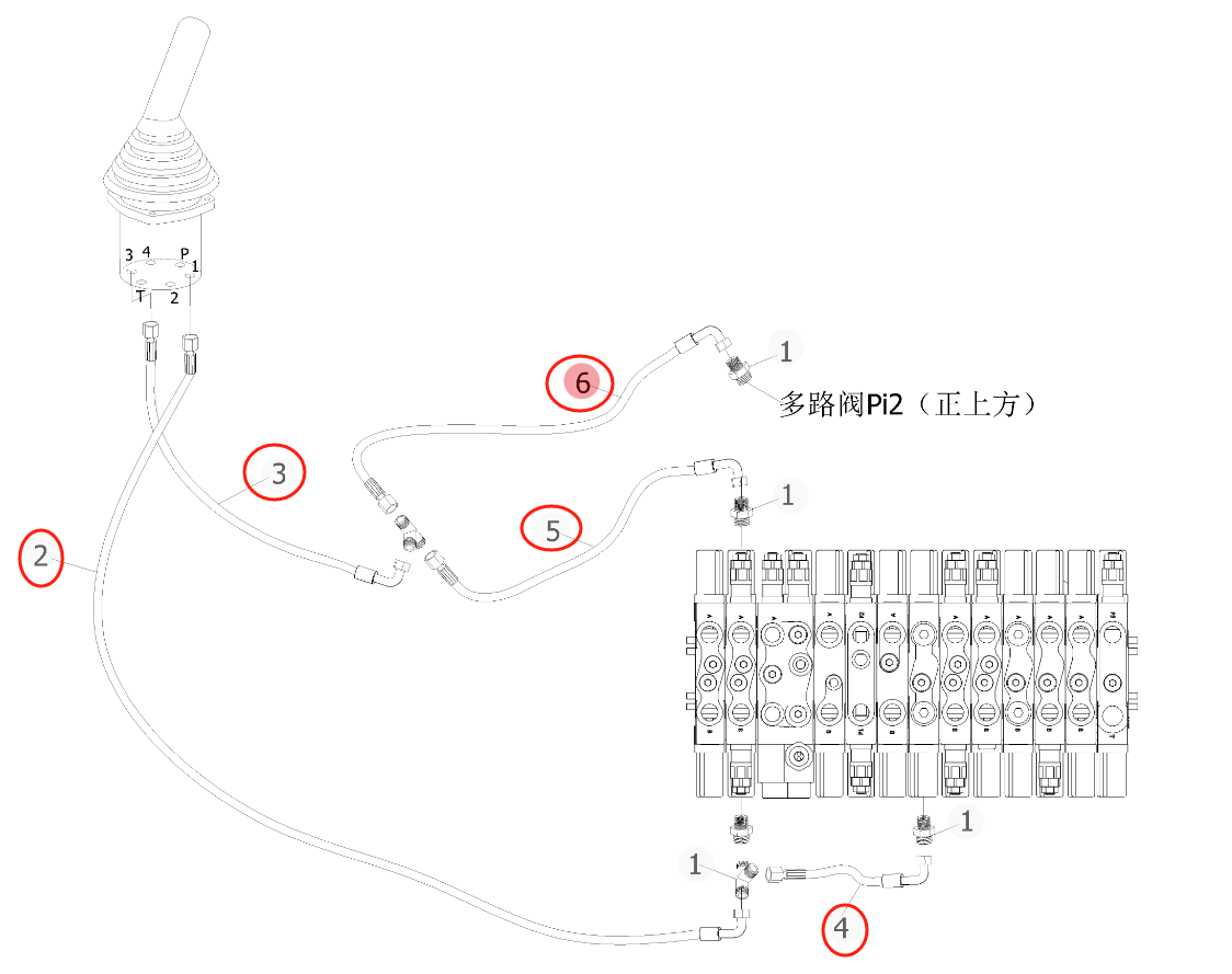 Sunward SWE60E-3 installation diagram showing hydraulic hose 730502001418 at Pipe No. 3