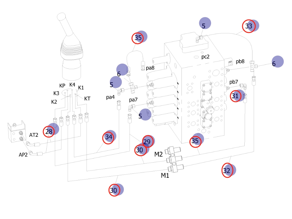Sunward SWE155F installation diagram showing hydraulic hose 730501005432 at Pipe No. 29
