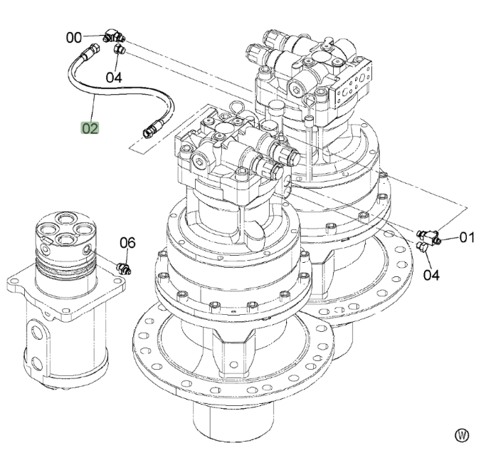 Hitachi ZX450LC-3 installation diagram showing hydraulic hose 4474678 at Pipe No. 2