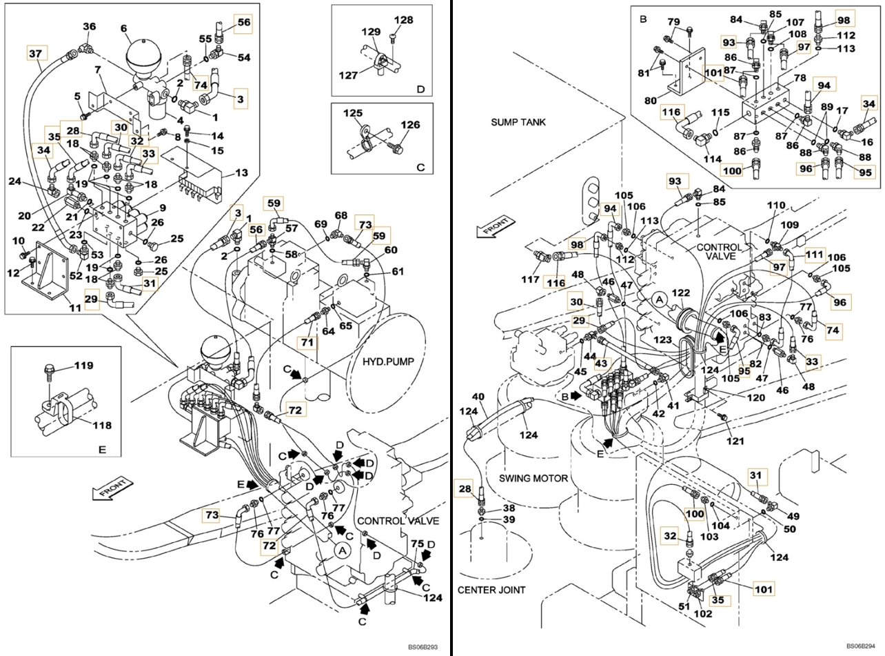 Case CX700 installation diagram showing hydraulic hose 159228A1 at Pipe No. 96