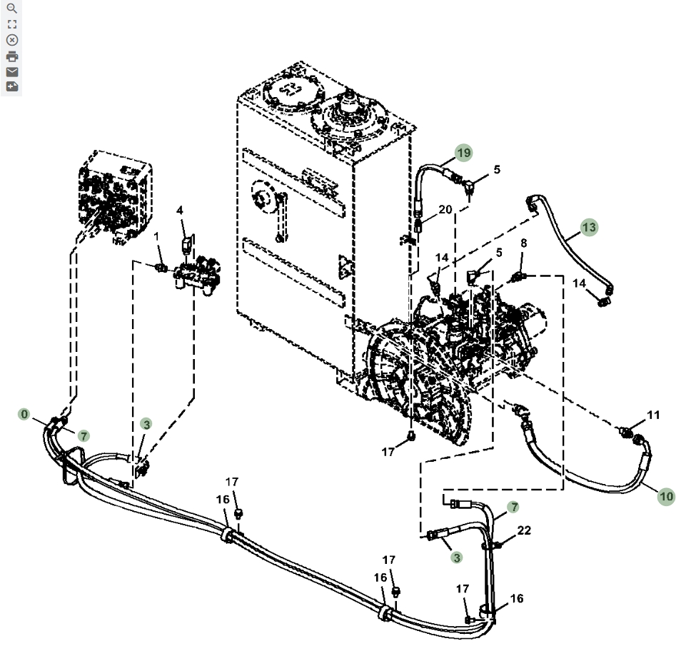 Hitachi ZX135US-5N installation diagram showing hydraulic hose 4701770 at Pipe No. 7