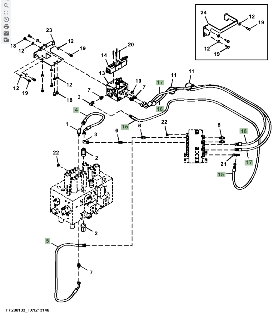 Hitachi ZX370FLC-LL-6N installation diagram showing hydraulic hose 4453063 at Pipe No. 4