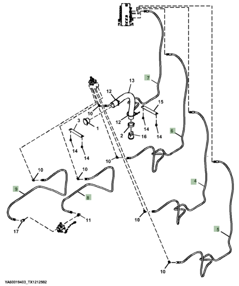 Hitachi ZX310F-FE-6N installation diagram showing hydraulic hose 4707581 at Pipe No. 8