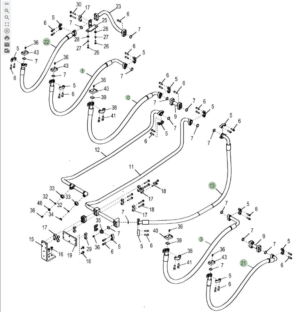 Hitachi ZX870LC-5B installation diagram showing hydraulic hose 4703562 at Pipe No. 22