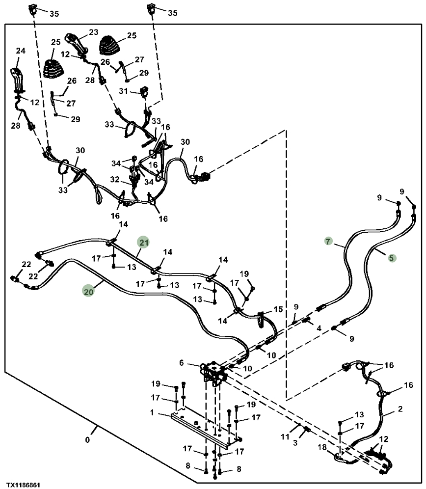 Hitachi ZX300LC-6N installation diagram showing hydraulic hose 4696560 at Pipe No. 5
