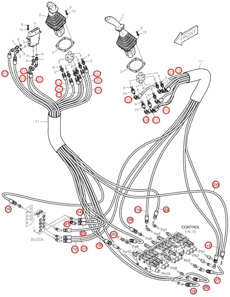 Doosan DX35Z installation diagram showing hydraulic hose DS2093101 at Pipe No. 12