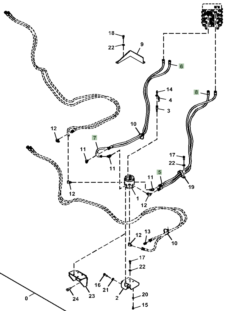 Hitachi ZX210LC-5G installation diagram showing hydraulic hose 4663083 at Pipe No. 7