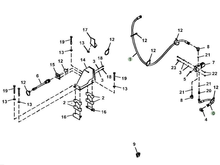 Hitachi ZX870LC-6 installation diagram showing hydraulic hose 4659390 at Pipe No. 0