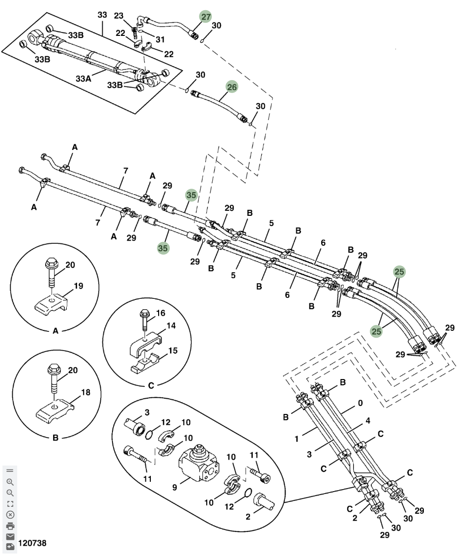Hitachi ZX290LC-5N installation diagram showing hydraulic hose 4272697 at Pipe No. 26