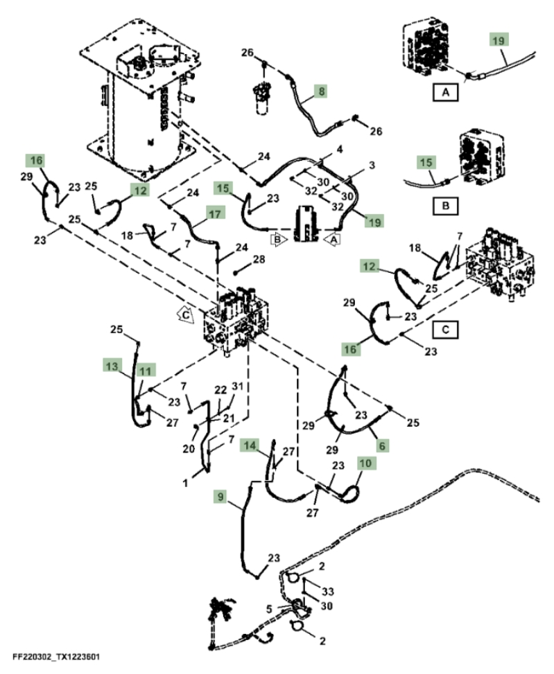 Hitachi ZX260FLC-FE-6N installation diagram showing hydraulic hose 4632041 at Pipe No. 16