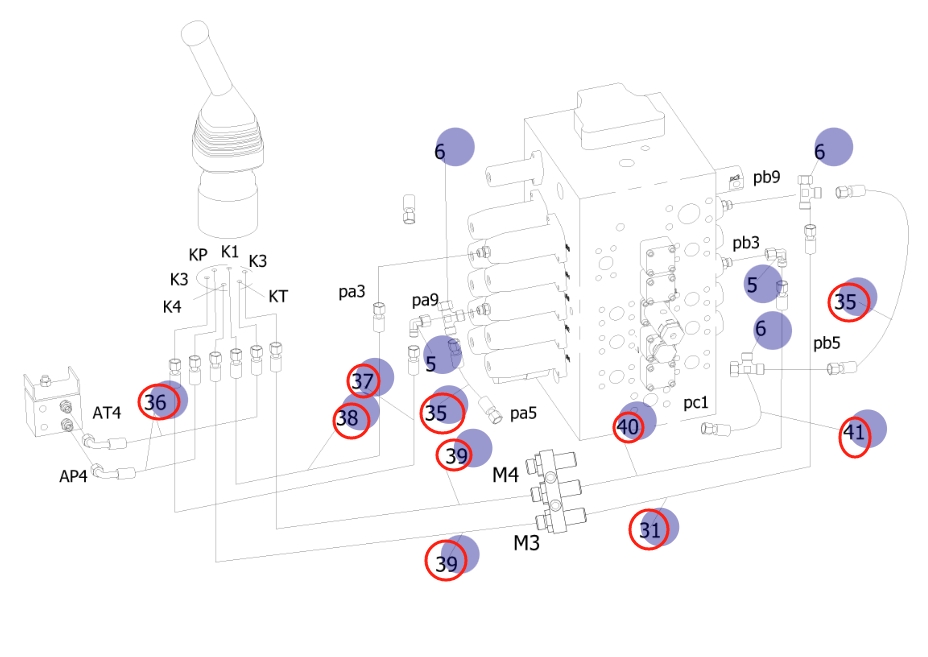 Sunward SWE155F installation diagram showing hydraulic hose 730501000574 at Pipe No. 39