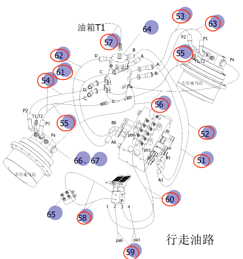 Sunward SWE150E installation diagram showing hydraulic hose 730504000762 at Pipe No. 51