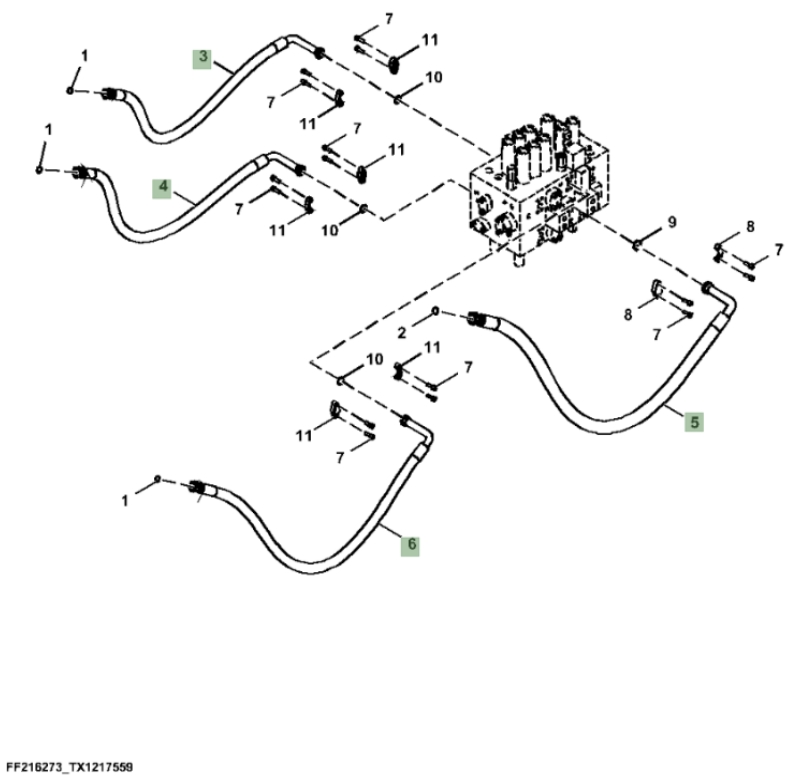 Hitachi ZX260F-FE-6N installation diagram showing hydraulic hose 9263974 at Pipe No. 5