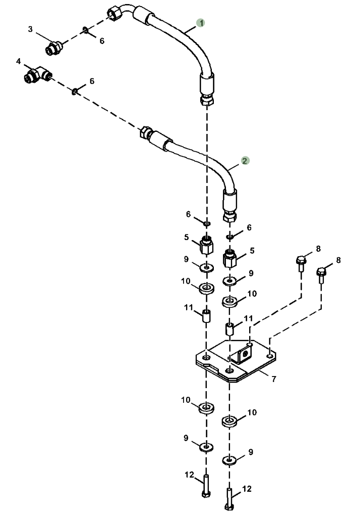 Hitachi ZX130-5N installation diagram showing hydraulic hose 4361509 at Pipe No. 1