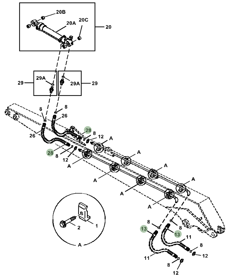 Hitachi ZX250LC-5N installation diagram showing hydraulic hose 4250078 at Pipe No. 13