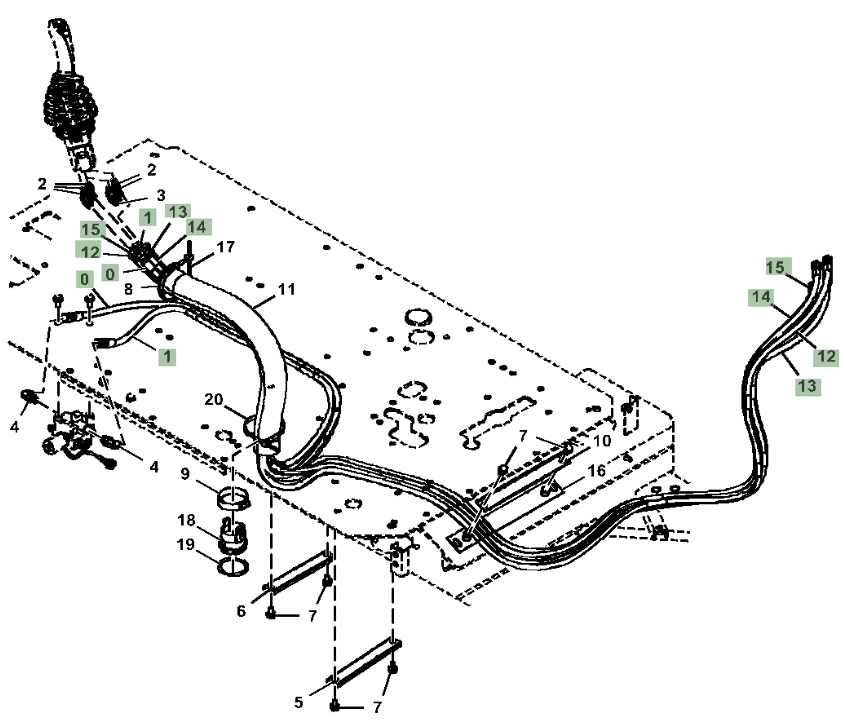 Hitachi ZX210LC-6N installation diagram showing hydraulic hose 4707581 at Pipe No. 0