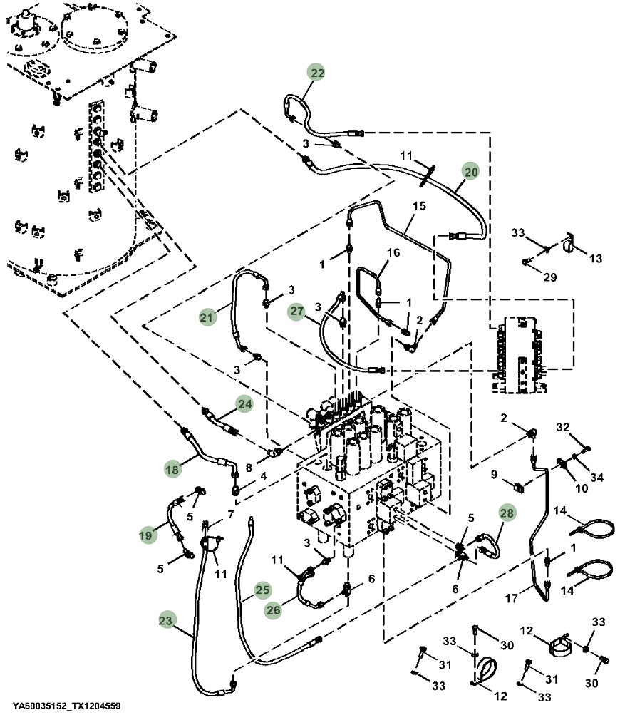 Hitachi ZX160LC-6N installation diagram showing hydraulic hose 4630949 at Pipe No. 27