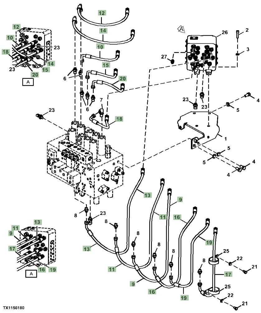 Hitachi ZX160LC-5N installation diagram showing hydraulic hose 4630941 at Pipe No. 12