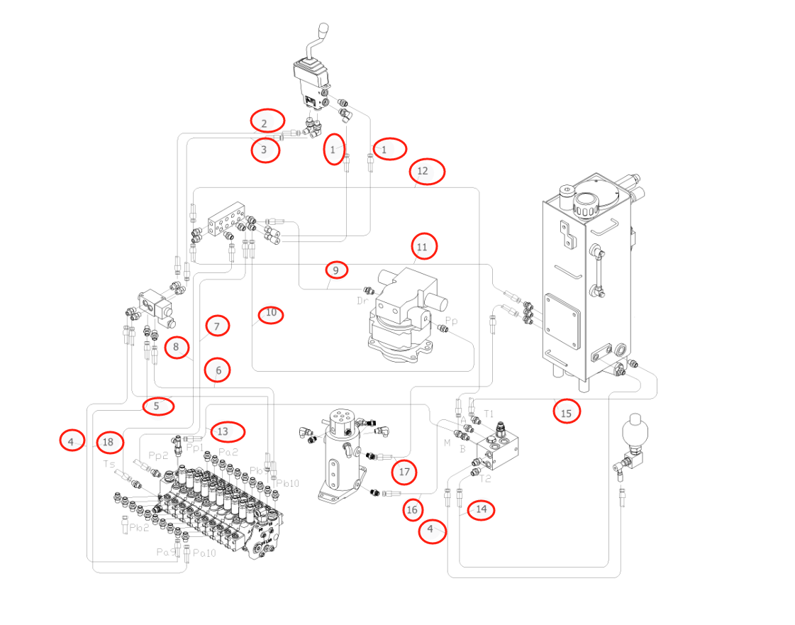 Sunward SWE18UF-3 installation diagram showing hydraulic hose 730502002482 at Pipe No. 16