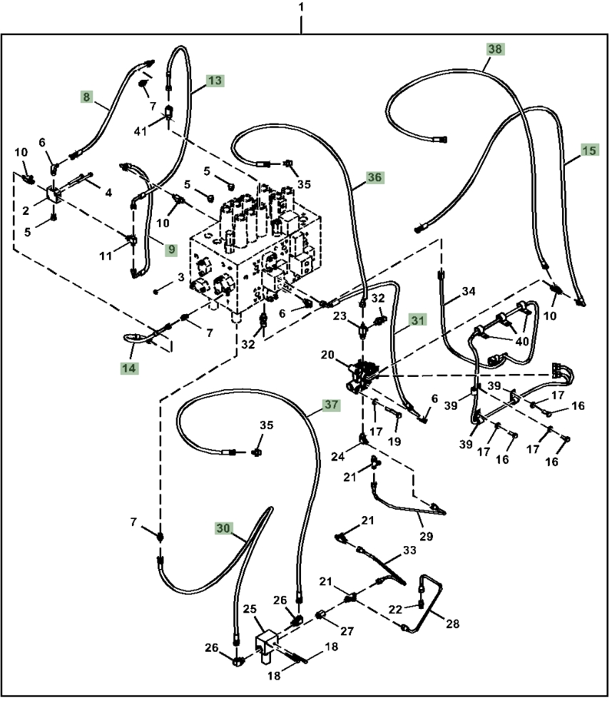 Hitachi ZX290LC-5G installation diagram showing hydraulic hose 4276003 at Pipe No. 15