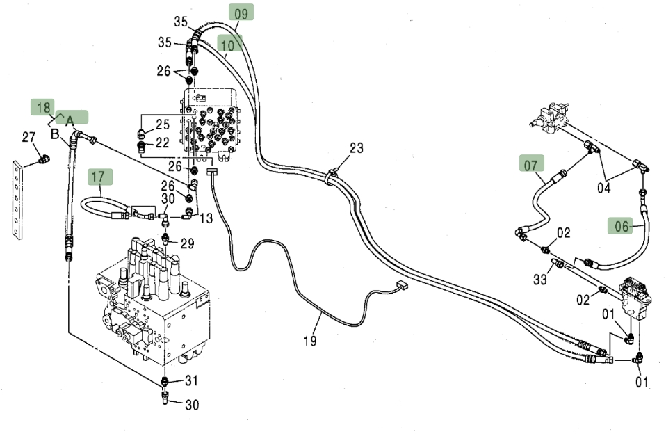 Hitachi ZX160LC installation diagram showing hydraulic hose 4348510 at Pipe No. 9