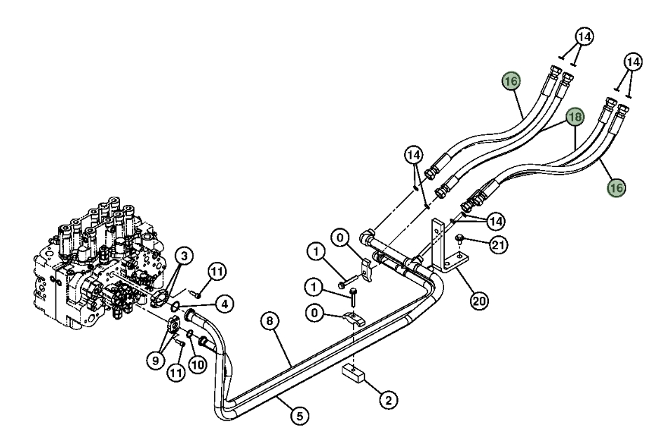 Hitachi ZX200LC-3 installation diagram showing hydraulic hose 4660944 at Pipe No. 18