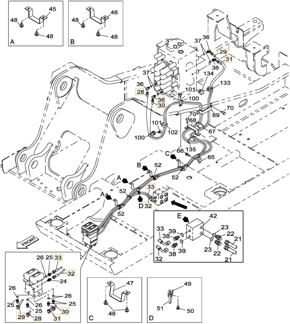 Case CX300B installation diagram showing hydraulic hose KHJ13660 at Pipe No. 31