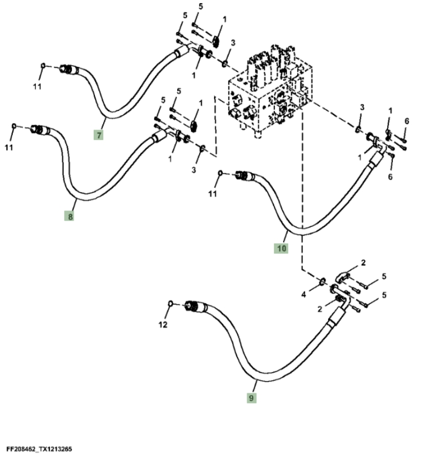 Hitachi ZX370F-FE-6N installation diagram showing hydraulic hose 9263974 at Pipe No. 8