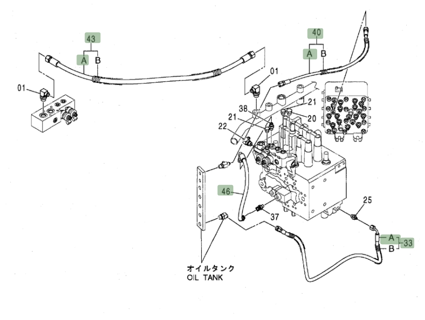 Hitachi ZX160LC installation diagram showing hydraulic hose 4445718 at Pipe No. 33A