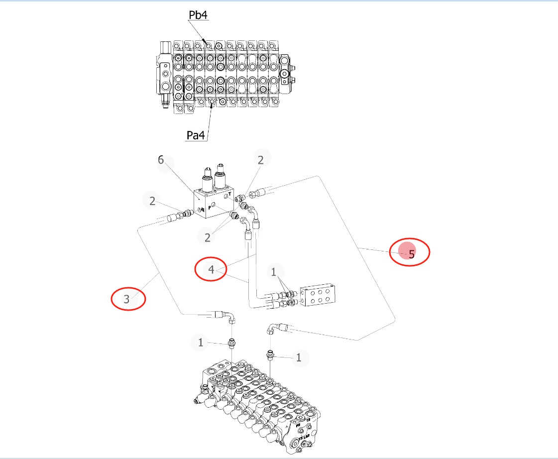 Sunward SWE25UF installation diagram showing hydraulic hose 73050200A487 at Pipe No. 3