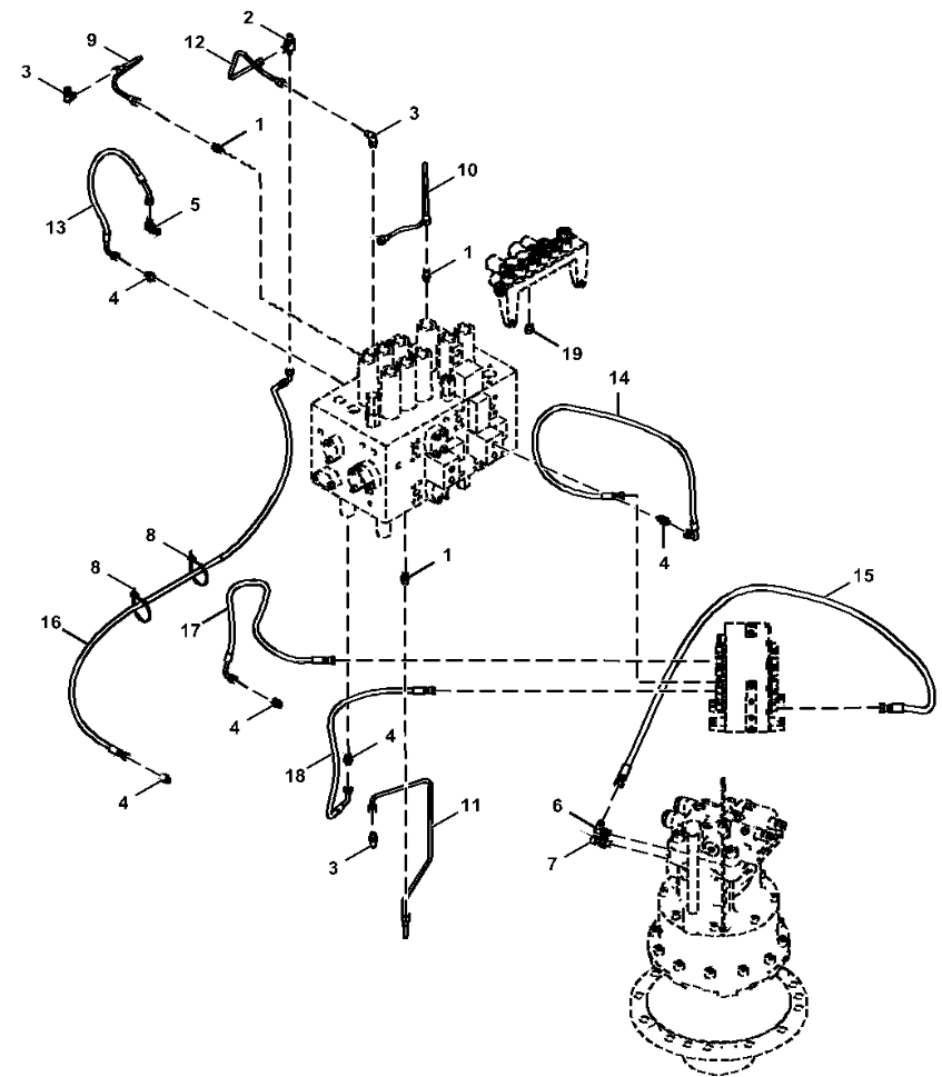 Hitachi ZX160LC-5N installation diagram showing hydraulic hose 4656046 at Pipe No. 18