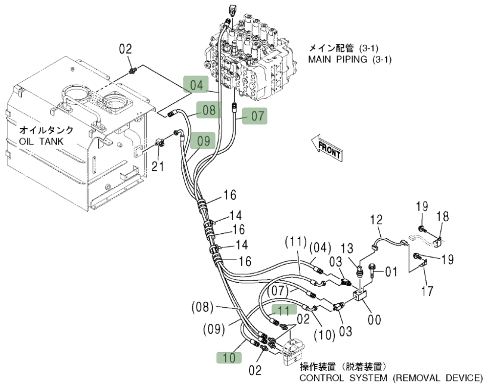Hitachi ZX600LC installation diagram showing hydraulic hose 4409086 at Pipe No. 8