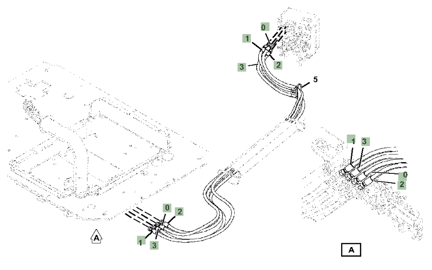 Hitachi ZX135US-6N installation diagram showing hydraulic hose 4649212 at Pipe No. 3