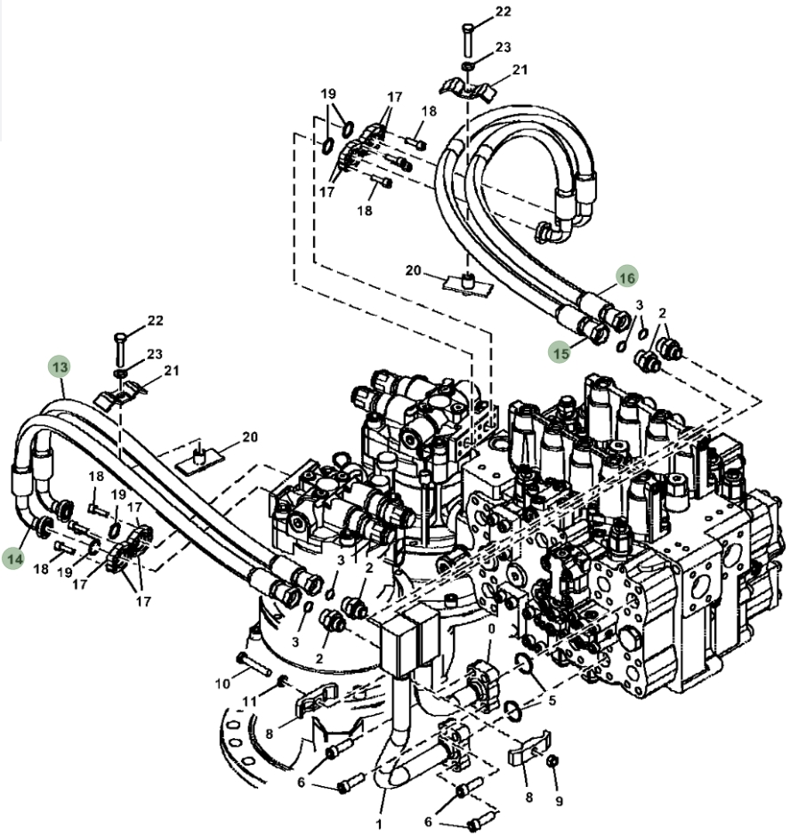 Hitachi ZX470LC-5B installation diagram showing hydraulic hose 4700790 at Pipe No. 13